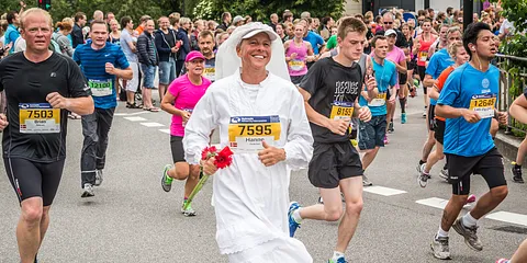 Nykredit Aarhus City Halvmarathon 2014 - Syv-km-mærket ved åen