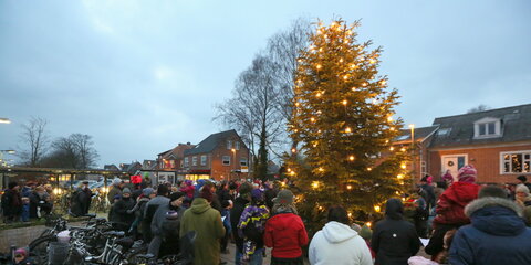 Byens juletræ i Hjortshøj tændes